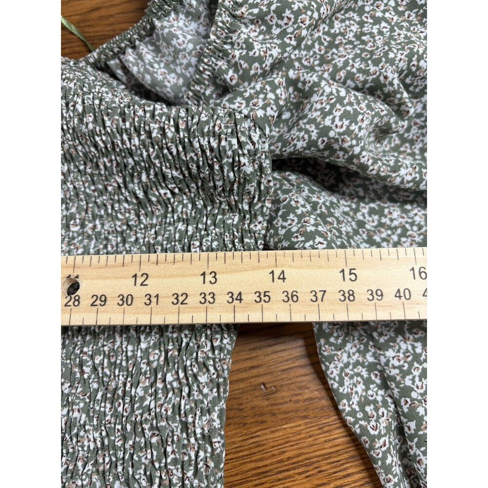 Paper Crane Top Women's Size Small Green Floral Smocked Peasant Boho Y2K - Picture 11 of 13
